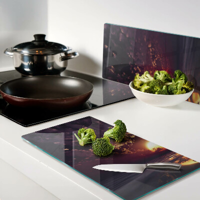 Glass chopping board Sunset over the sea