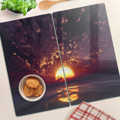 Glass chopping board Sunset over the sea