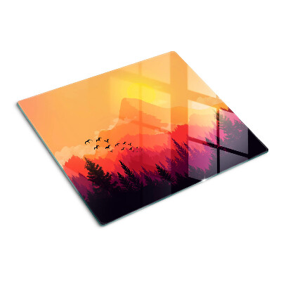Glass kitchen board Mountain landscape at sunset