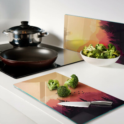 Glass kitchen board Mountain landscape at sunset
