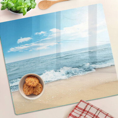 Glass chopping board Beach and sea