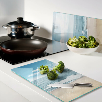 Glass chopping board Beach and sea