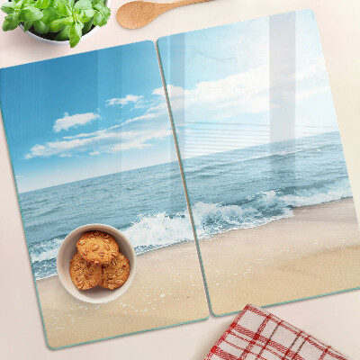 Glass chopping board Beach and sea