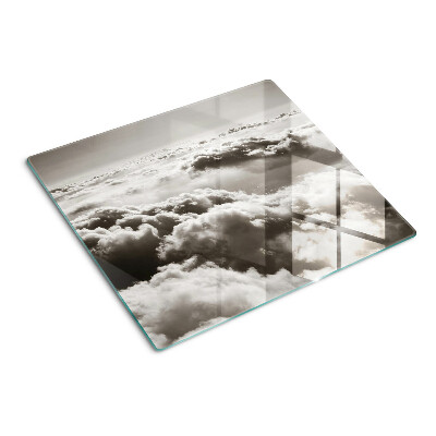 Glass chopping board Clouds in shades of gray