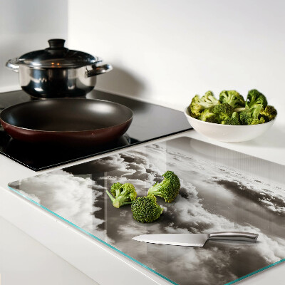 Glass chopping board Clouds in shades of gray