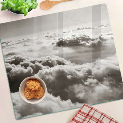 Glass chopping board Clouds in shades of gray