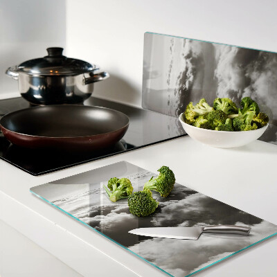Glass chopping board Clouds in shades of gray