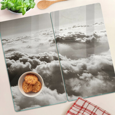 Glass chopping board Clouds in shades of gray