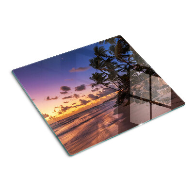 Glass chopping board Sunset over the beach