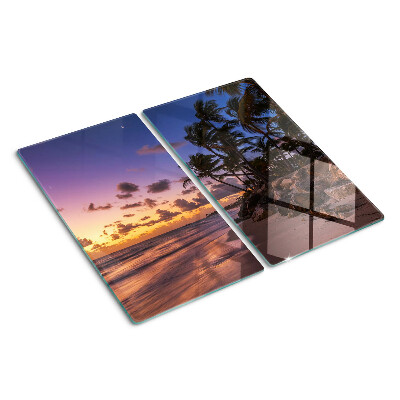 Glass chopping board Sunset over the beach