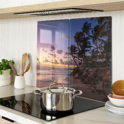Glass chopping board Sunset over the beach