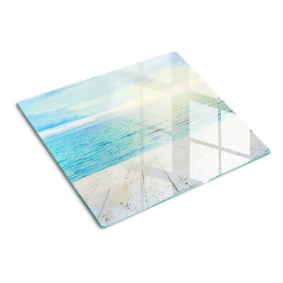 Glass kitchen board The sea and the wooden jetty
