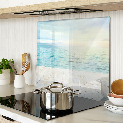 Glass kitchen board The sea and the wooden jetty