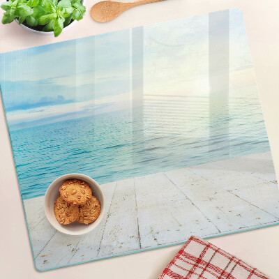 Glass kitchen board The sea and the wooden jetty