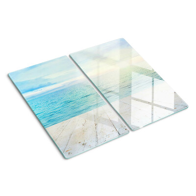 Glass kitchen board The sea and the wooden jetty