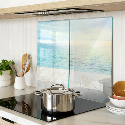 Glass kitchen board The sea and the wooden jetty