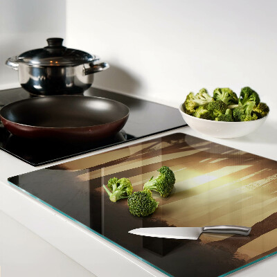 Glass kitchen board Sunset in the forest