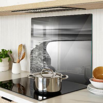 Glass chopping board Seaside landscape in shades of gray