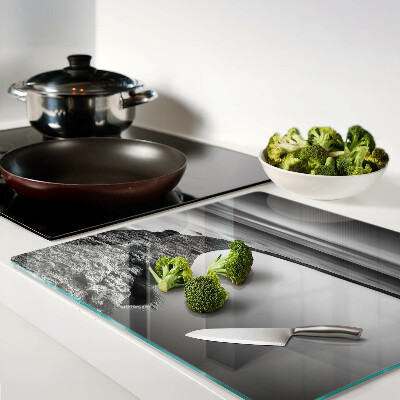 Glass chopping board Seaside landscape in shades of gray