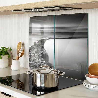 Glass chopping board Seaside landscape in shades of gray
