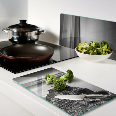 Glass chopping board Seaside landscape in shades of gray