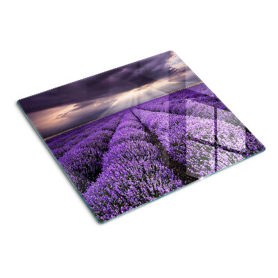 Glass chopping board Lavender field with sunset