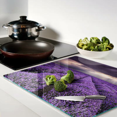 Glass chopping board Lavender field with sunset
