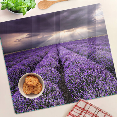 Glass chopping board Lavender field with sunset