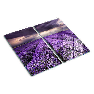 Glass chopping board Lavender field with sunset