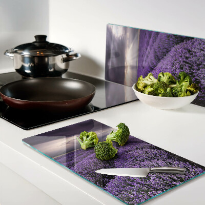 Glass chopping board Lavender field with sunset