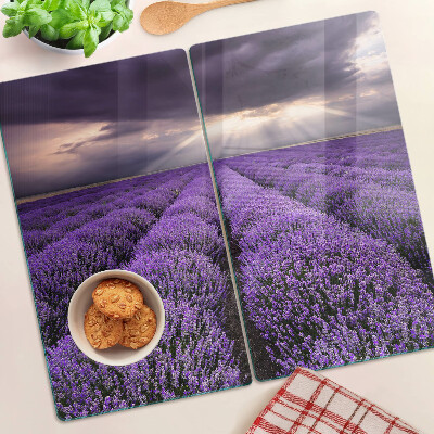 Glass chopping board Lavender field with sunset