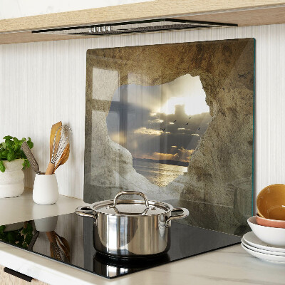 Glass chopping board View of the sea through the grotto