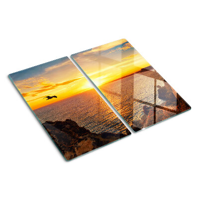 Glass kitchen board Sunset over the sea