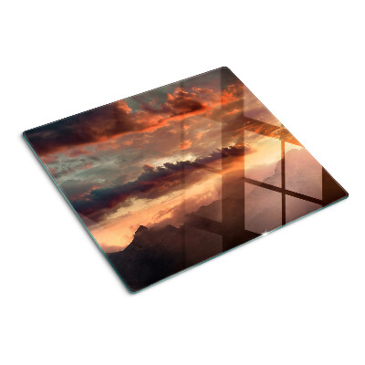 Glass kitchen board Sunset over the mountains