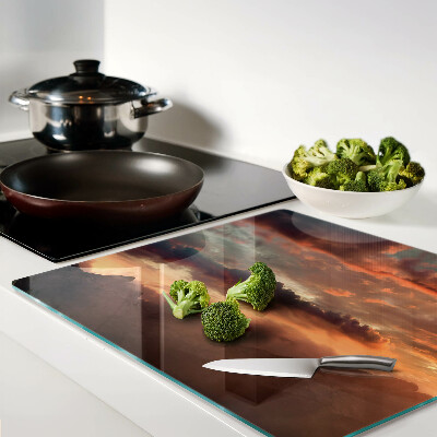 Glass kitchen board Sunset over the mountains