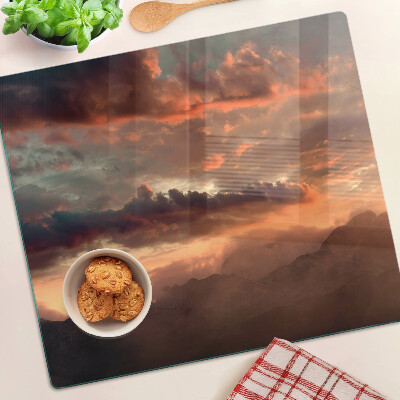 Glass kitchen board Sunset over the mountains