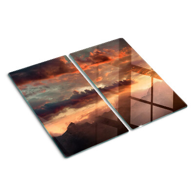 Glass kitchen board Sunset over the mountains