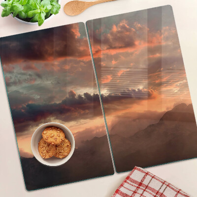 Glass kitchen board Sunset over the mountains