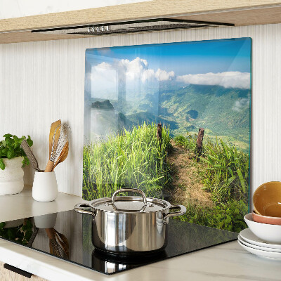 Glass chopping board Mountain landscape with greenery