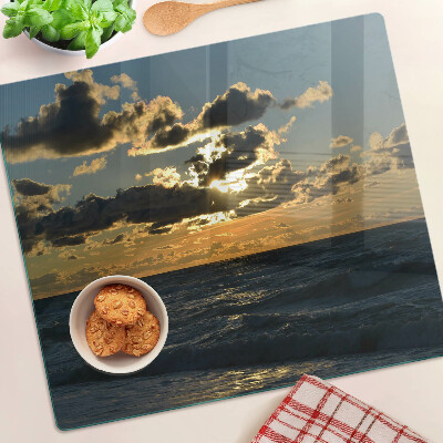 Glass chopping board Sunset over the sea