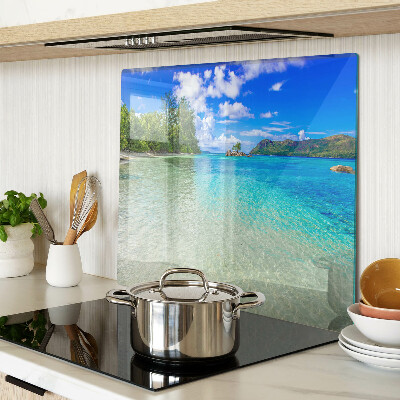 Glass kitchen board Tropical beach with azure waters
