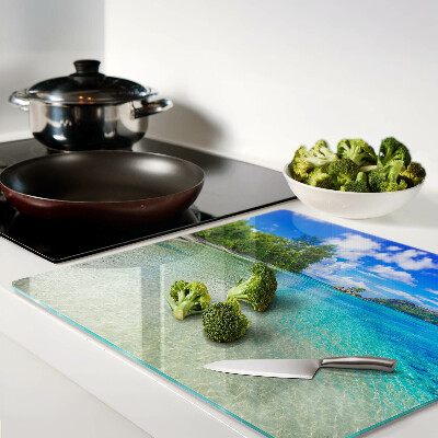 Glass kitchen board Tropical beach with azure waters