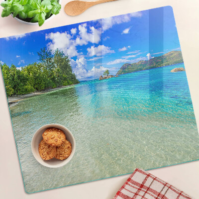Glass kitchen board Tropical beach with azure waters