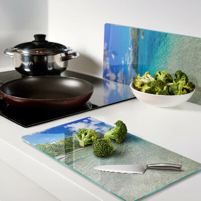 Glass kitchen board Tropical beach with azure waters