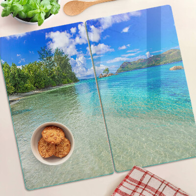 Glass kitchen board Tropical beach with azure waters