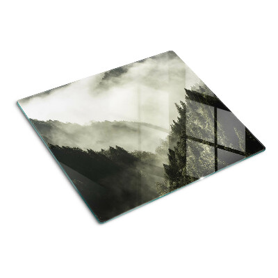 Glass kitchen board Mountain landscape with fog