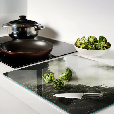 Glass kitchen board Mountain landscape with fog