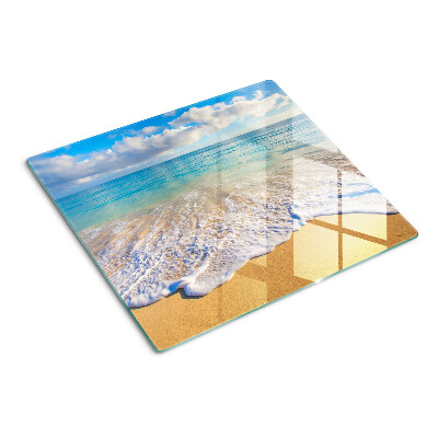 Glass chopping board Beach with waves and clouds