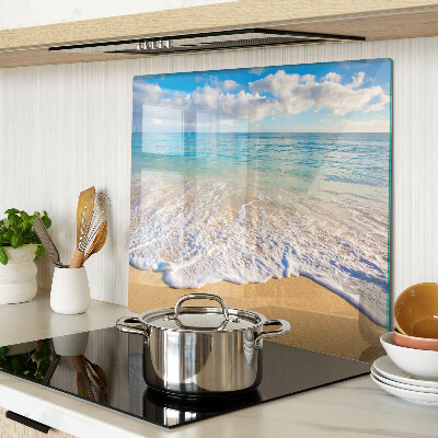 Glass chopping board Beach with waves and clouds
