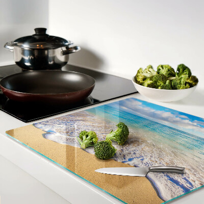 Glass chopping board Beach with waves and clouds